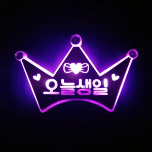 네임플러스 LED 생일 파티 왕관 머리띠, 핑크, 1개