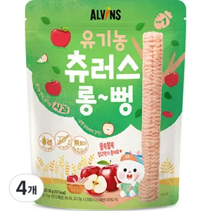 엘빈즈 유아용 츄러스 롱뻥 STEP1, 사과맛, 30g, 4set